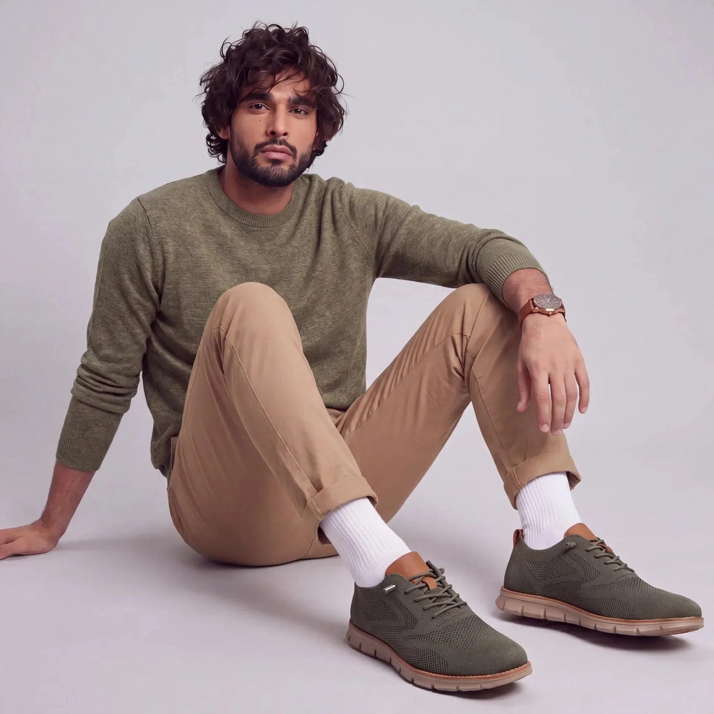Chaussures Urbaines en Cuir et Flyknit Semelle à Mémoire de Forme